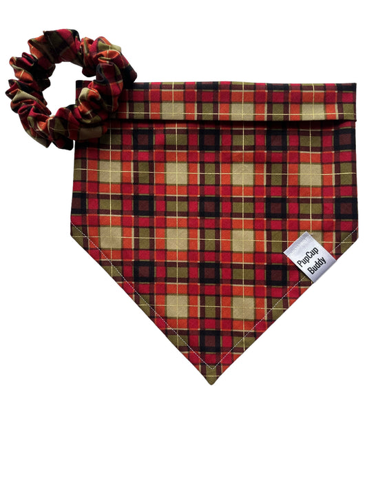 Autumn Plaid Bandana and Scrunchie Set