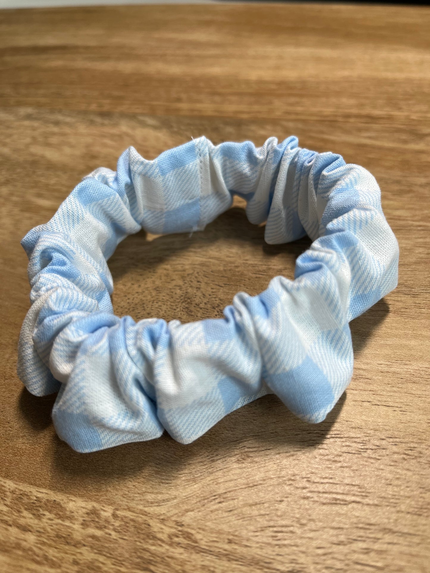 Blue Gingham Scrunchie