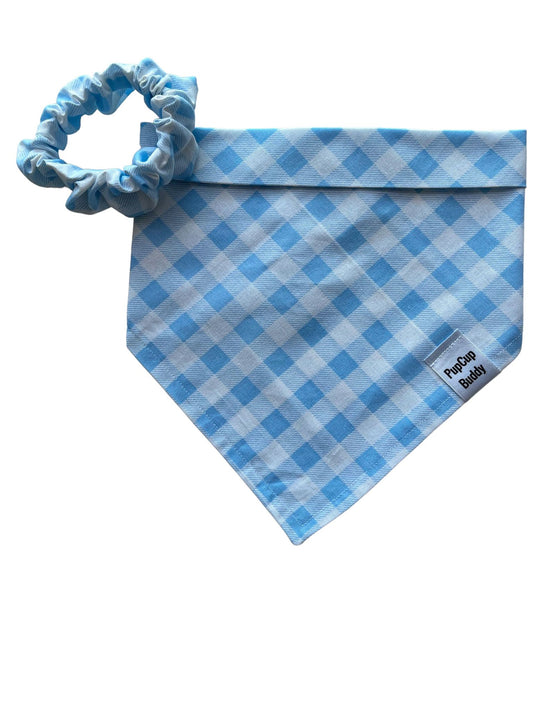 Blue Gingham Bandana and Scrunchie Set